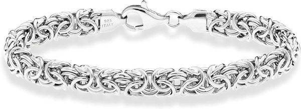 Bracciale bizantino da donna Miabella in argento sterling 925 italiano fatto a mano in Italia