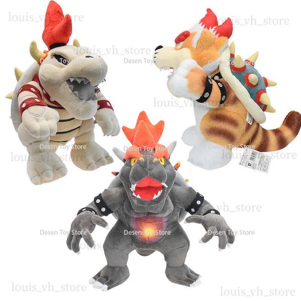 Bambole di peluche 3 Style Bros Giocattoli di peluche Fury Bowser Meowser Bowser Peluche Anime Doll Plushie per bambini Regalo di compleanno T240325