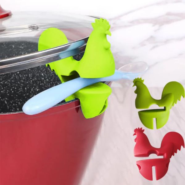 Clip per vasi portatili Cucina Cartoon Silicone Pentola in plastica Clip laterale Supporto per cucchiaio antiscottatura Supporto per rack Utensili da cucina da cucina