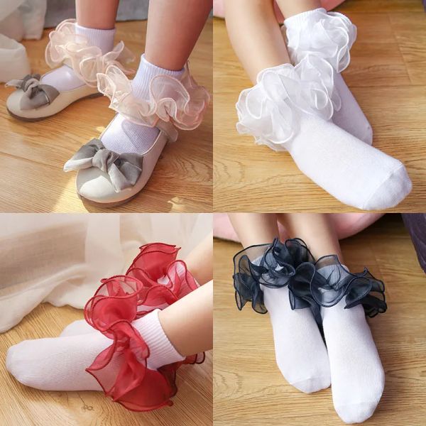8 цветов, детские носки для девочек, хлопковые кружевные трехмерные носки с рюшами, носки для малышей, детская одежда, рождественские подарки M3214 ZZ