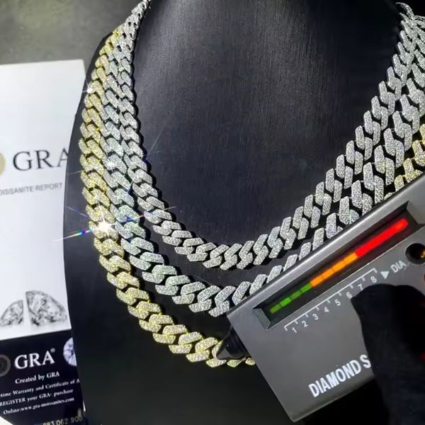 breites Miami Cuban Link Chain 13mm 2 Reihen Diamant -Schneize herausgefahrene Ketten Halsketten Rapper Hip Hop Schmuck Frauen Designer Halskette Halskette Girl Geschenk täglich Outfit