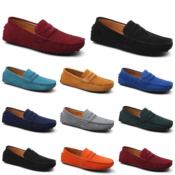 Homens Sapatos Casuais Alpercatas Triplo Preto Branco Marrom Vinho Vermelho Marinha Cáqui Mens Camurça Tênis De Couro Deslizamento Em Sapato De Barco Ao Ar Livre Condução Plana Jogging Caminhada 38-52 A032