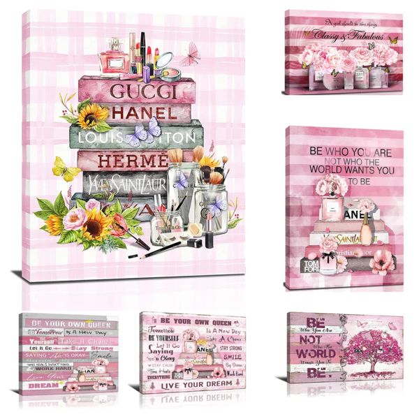 Stichdiy Diamond Gemälde 2023 Neue Mode Frauen Kunst Druck rosa Blumen Diamant Mosaik Stickerei Girls Geschenk Schlafzimmer Ankleidezimmer Ankleidezimmer