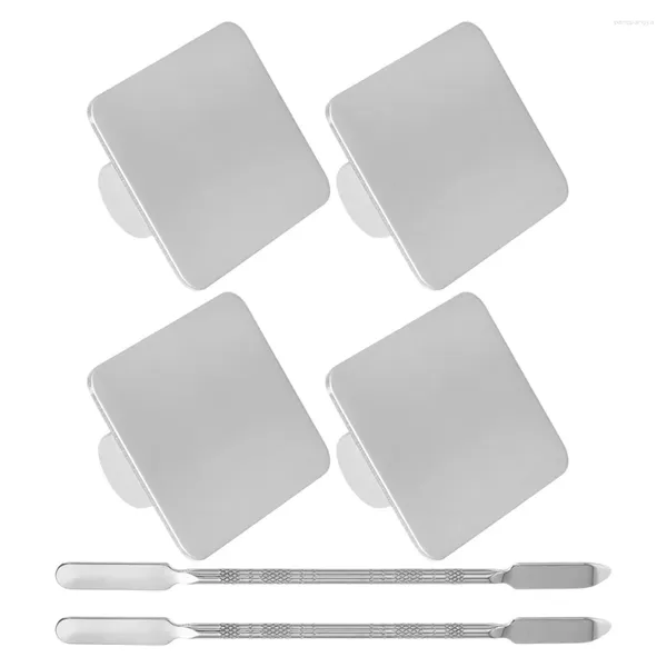 Garrafas de armazenamento ferramentas de unhas anel paleta de aço inoxidável placa de maquiagem bandeja de mistura para fundação sombra manicures