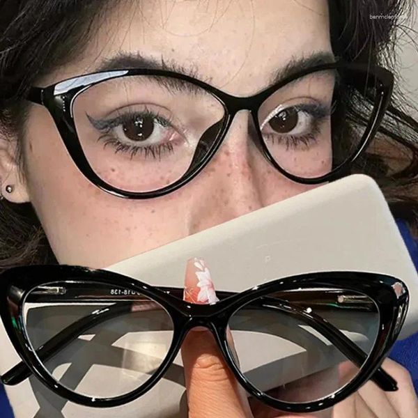 Sonnenbrille Retro-Cat-Eye-Brille für Damen und Herren, dreieckiger Rahmen, Anti-Blaulicht, klassische Lesebrille, modische transparente Brille
