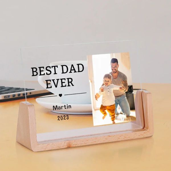 Rahmen, Vatertagsgeschenk für Papa, personalisierter Bilderrahmen „Bester Papa aller Zeiten“ für Papa, Ehemann, Geschenk, individuelles Acryl-Fotodruck-Andenken