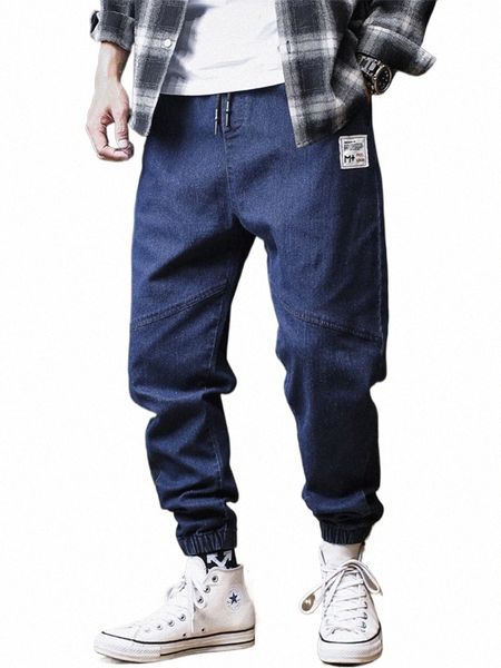 Plus Size Jeans Homens Soltos Corredores Streetwear Harem Jeans Cargo Calças Ankle-Length Denim Calças t0ea #