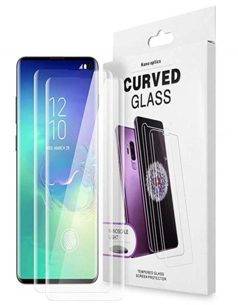 Vollständig klebender, hüllenfreundlicher 3D-gebogener Displayschutz aus gehärtetem Glas mit UV-Licht für Samsung S23 Ultra S22 S21 S20 S10 S9 Plus 8776391