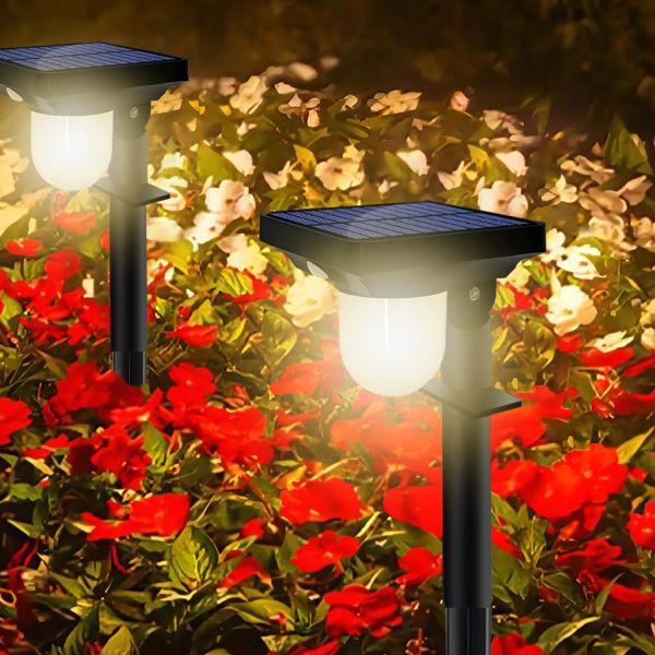 2/4 pçs luz solar jardim ao ar livre movido a energia solar à prova dwaterproof água sensor de movimento caminho luz paisagem holofotes quintal gramado