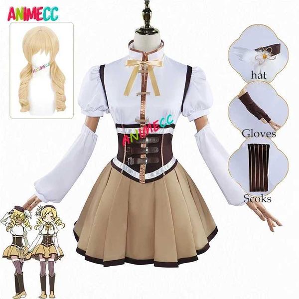 Cosplay Anime Kostüme ANIMECC Pu Magi Madoka Magica Rollenspiel Tomoe Mami kommt zur Perücke Anime Halloween PartyC24321