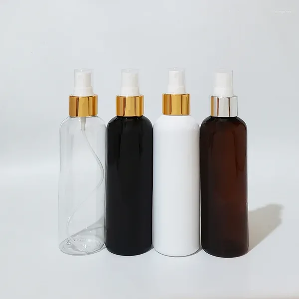Vorratsflaschen 40 stücke 200 ml Leere Schwarze Parfümflasche mit Gold Silber Sprühpumpe Nachfüllbare Parfüme Sprühbehälter Nebel Wasser