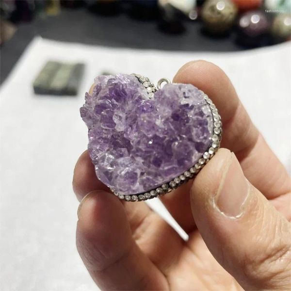 Anhänger Halsketten Hochwertiger natürlicher Quarzkristall Amethyst Cluster Liebe Wassertropfen Schmuck Dekorative Liebhabergeschenke