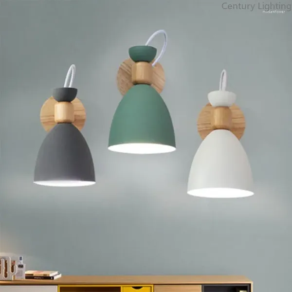 Lampada da parete LED Camera da letto Comodino Nordico Minimalista Macaron Sfondo Creativo Colore della finestra di visualizzazione del corridoio