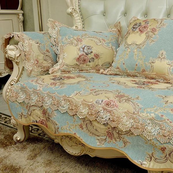 Чехлы на стулья, европейский роскошный чехол для дивана, нескользящая кружевная подушка, комбинированный чехол для гостиной с жаккардовой вышивкой, чехол для дивана