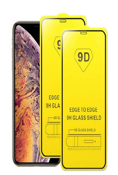 Glass a copertura completa 9D 9D GLUE Full Schermo 9H per iPhone 12 11 Pro Max XS XR X 8 2020 Samsung S10 E A10 A31 A71 A21S 6385044