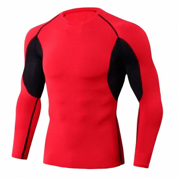 mens T Shirt Compri Under Base Layer Top LG Manga Calças Sports Running T-shirt Gym Fitn Shirt Quick Dry bottoming D0Rh #