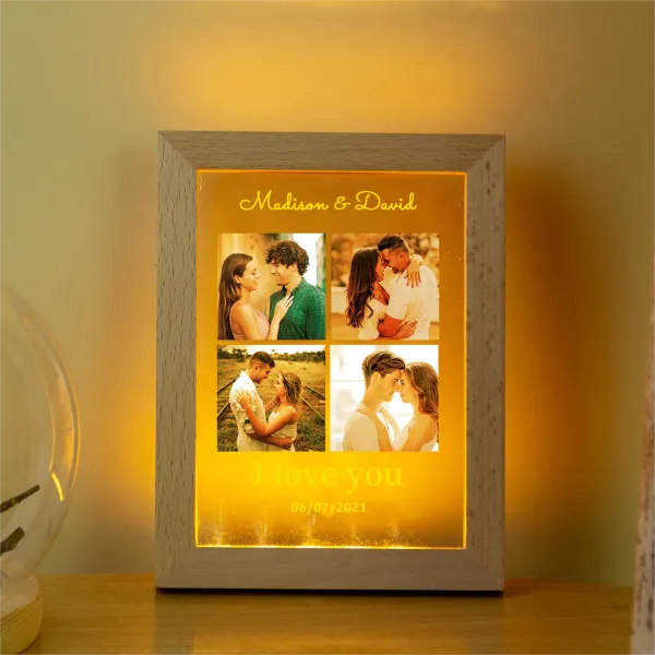 Moldura personalizada para amantes, luz noturna, fotos personalizadas, lâmpada led acrílica, alimentada por usb, casal, aniversário, presentes de dia dos namorados