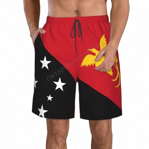 Verão dos homens Papua Nova Guiné Bandeira Praia Calças Shorts Surf M-2XL Poliéster Swimwear Correndo h4IP #