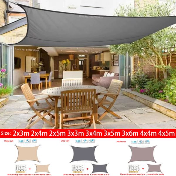 Nets Sunshade Outdoor Wasserdicht Sunshade Sail Sunshade Garden Beach Camping Terrace Swimming Pool Tent Sunshade 3x5m 4x4m 4x5m 4x6m