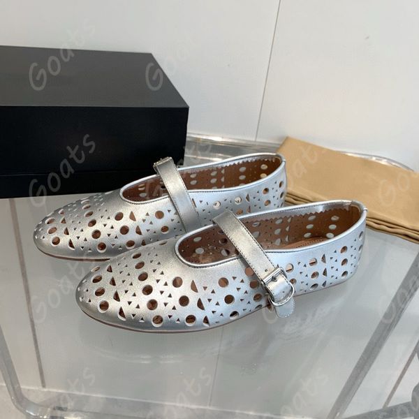 Scarpe da barca da donna con strass a testa tonda di design Scarpe Mary Jane con fibbia rivettata in pelle di lusso Scarpe comode da ballo piatte per feste Scarpe firmate