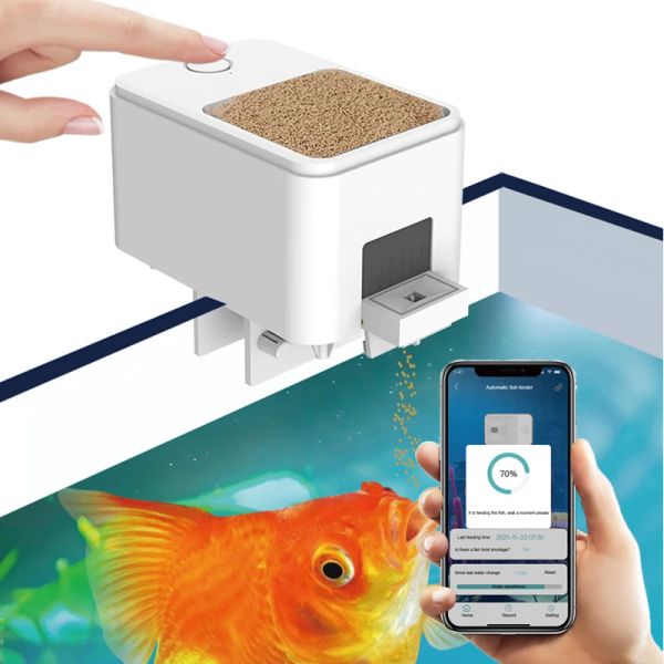 Besleyiciler Yeni 1000mAh WiFi Aquarium Otomatik Besleyici Balık Tankı Besleyici Kablosuz Akıllı Telefon Uygulaması Akıllı Zamanlayıcı Uzaktan Kumanda Besleme
