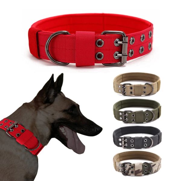 Collari Rosso K9 MOLLE Collare per cani tattico militare Nylon resistente Regolabile per addestramento all'aperto Collare per cani di piccola taglia Pastore tedesco