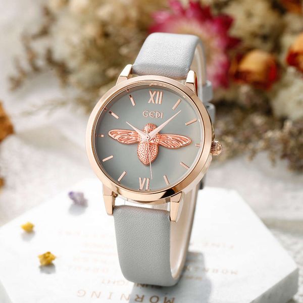 GEDI New Fashion Korean Edition True Belt, Netizen Little Bee Style, lässige wasserdichte Uhr, Damen-Instagram-Style