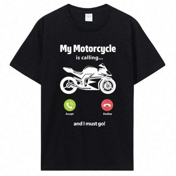 Minha motocicleta está chamando e eu devo ir engraçado motociclista camiseta normal Cott camiseta masculina hip hop tops camisetas nova camiseta f10r #