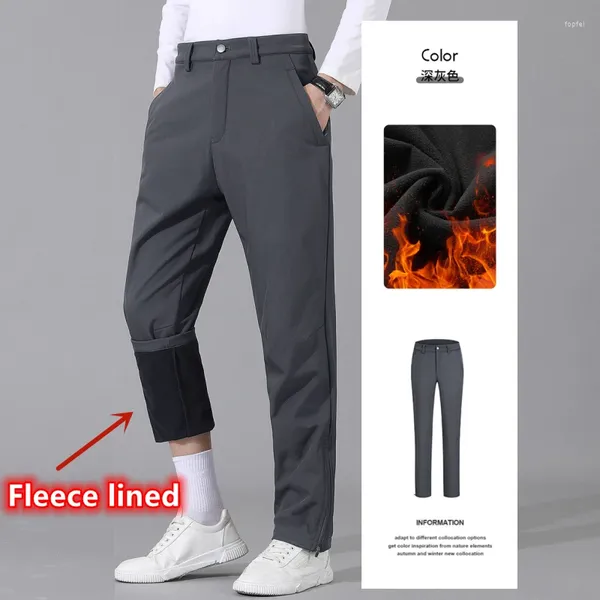 Pantaloni da uomo 2024 di spessore caldo foderato in pile stretch inverno golf impermeabile dritto casual pantaloni maschili grande formato 3XL