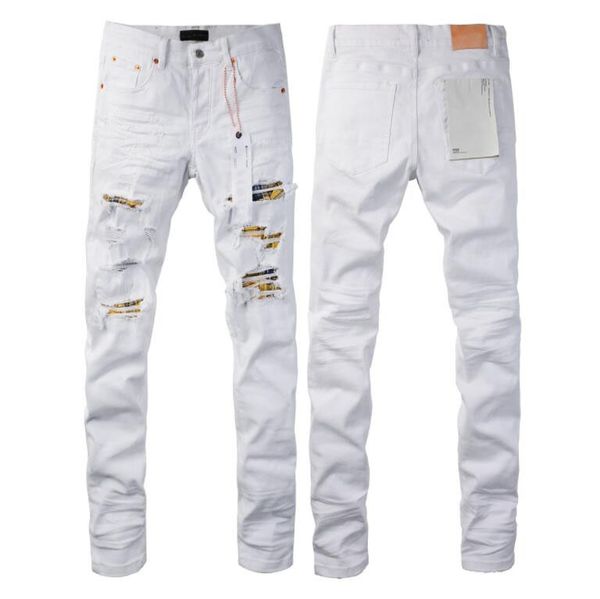 Мужские джинсы Брендовые мужские белые брюки High Street с заплатками, модные джинсовые тенденции для мужчин