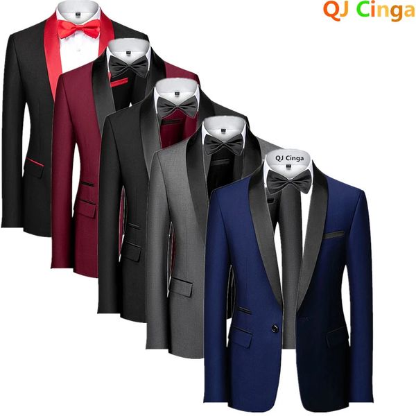 Homens magros terno masculino formal fino ajuste smoking terno de baile homens noivo casamento blazers jaqueta vestido de alta qualidade casaco 5xl 6xl 240315