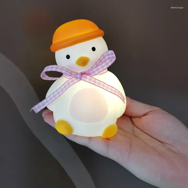 Luzes da noite dos desenhos animados inclinado pato luz decoração de mesa ins vento quarto proteção para os olhos criativo presentes aniversário das crianças