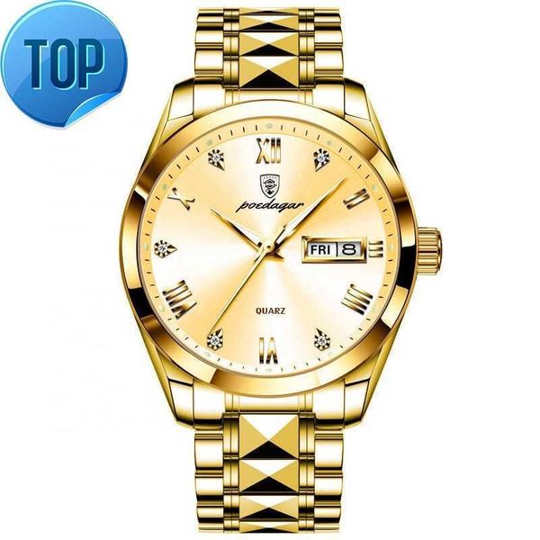 Clássico personalizado moda moissanite relógio de ouro masculino pulso à prova dwaterproof água luminosa esportes reloj luxo relógios quartzo