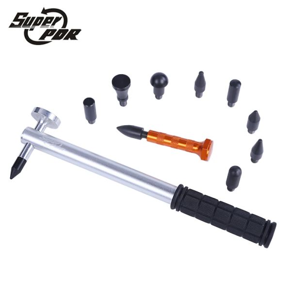 Hammer Super PDR Tools Metall-Tap-Down-Stift mit 9 Köpfen und Tap-Down-Hammer-Handwerkzeug zur Reparatur von Autobeulen