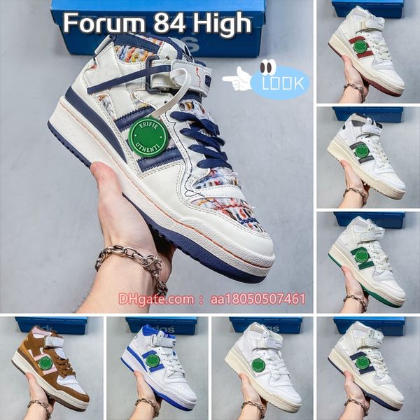 Designer Moafers Bad Rabbit Forum Buckle High Mulheres Homens Forum 84 High Coffee House Marrom Rosa Ovo de Páscoa Voltar Branco Cinza OG Brilhante Azul Trigo Plataforma Sapatilhas 36-45