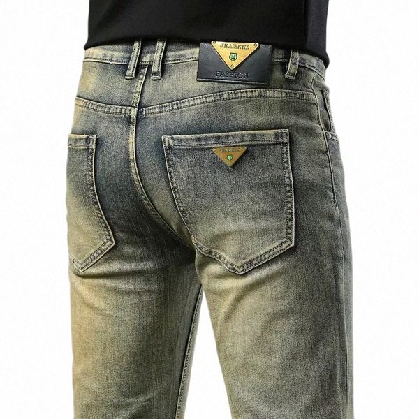 Calças de brim dos homens calças jeans fino ajuste retro estiramento 2023 inverno outono calças para o homem streetwear moto biker jeans alta qualidade o830 #