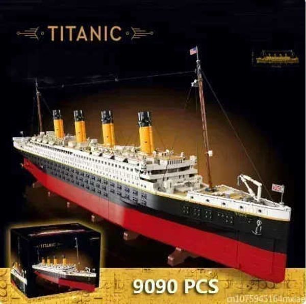 Bloco Novo 9090pcs Titani Compatível 10294 Titanic Large Cruise Boat Navio a vapor Bloco Bloco de construção Crianças Toys Presentes 99023 T240325