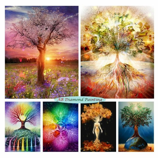 Stitch 5d Ab Drill Diamond Painting Tree of Life ricami Mosaico Sinestones Opere d'arte del paesa