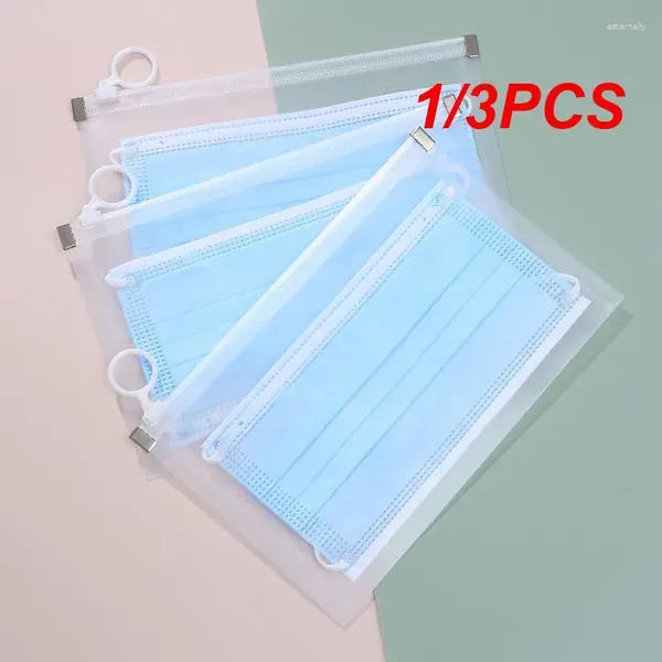 Aufbewahrungstaschen 1 / 3PCS Tragbare Maskenbox Wasserdichte Reißverschlusstasche Transparente wiederverwendbare saubere Gesundheit für Zuhause Schlafzimmer