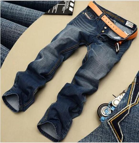 Мужские бренд -дизайнерские джинсы высококачественный синий черный цвет для мужчин модные байкерские джинсы пуговица мух брюки8401256