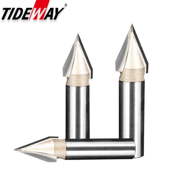 Marceneiros Tideway 45 60 Graus V Bit Carboneto de Tungstênio 3d VEm Forma de Gravura Router Bit CNC Ferramenta para trabalhar madeira para madeira compensada Mdf