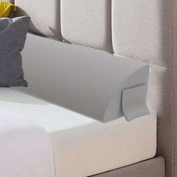 1pc Cuscino lungo da comodino in tessuto grigio, Biancheria da letto in schiuma traspirante con zeppa Bespilow Riposo a letto Decorazioni per la casa dell'hotel, Cuscino per la pancia posteriore o chi dorme sul fianco