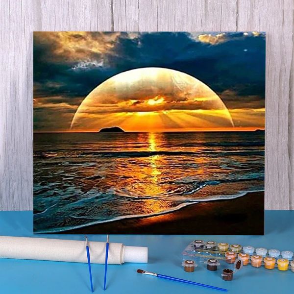 Nummer Sunset Szenerie Meermalerei nach Zahlen Packung Acrylfarben 40*50 Paiting nach Zahlen Home Dekoration Kinderhandwerk Kunsthandwerk