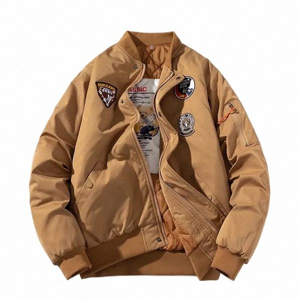 Зимние куртки пилота, мужская военная куртка-бомбер, значок с вышивкой, баскетбольное пальто, парки с капюшоном, мужские осенние черные, коричневые R5b4 #