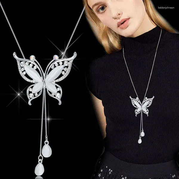 Ожерелья с подвесками, высококачественная опаловая цепочка для свитера с бабочкой, модное длинное ожерелье в виде костюма Джокера