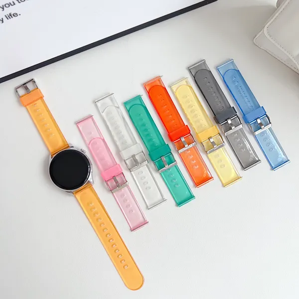 20mm 22mm Banda clara para o Samsung Galaxy Watch 6 5/4 5Pro 40mm 44mm 45mm Rainbow Transparent Strap Watch6 Classic 47mm 43mm