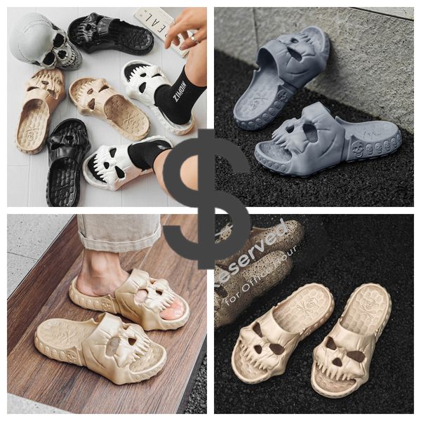 GAI-Schuhe, Baumwollgefühl, dicke Sohlen, Herren-Sandalen, modisch, Skelett, Totenkopf-Designer, personalisiert, Punk, frei atmen, cool, Strand, männlich, weiß, schwarz, lustig