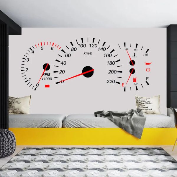 Adesivi Tachimetro per auto da corsa Adesivo da parete in vinile Decorazioni per la casa moderne per la camera dei bambini Ragazzi Adolescenti Camera da letto Garage Decorazione Decalcomanie Murale G157