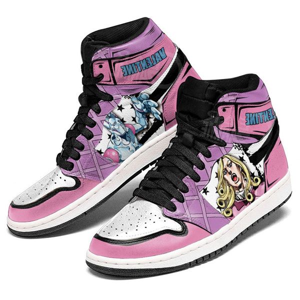 Famose scarpe sportive anime Le bizzarre avventure di JoJo Divertenti San Valentino Scarpe da ginnastica da basket Italia Uomo Donna High Top Manga Designer in pelle Anime personalizzate Scarpe da ginnastica