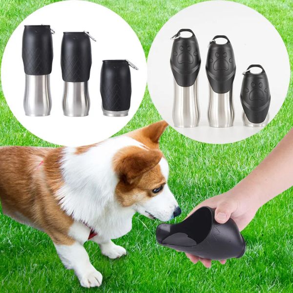 Garrafa de água para alimentação de cachorro, portátil, isolamento inoxidável, dispensador de água, viagem, gato, caminhada ao ar livre, bebedouro, pequeno, grande cão